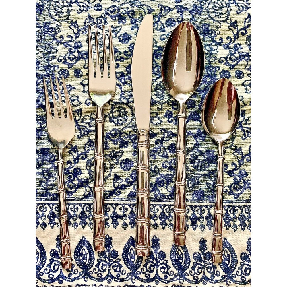 Vintage Oxford Hall Lanai Bamboo Flatware Stainless Steel 10 pc Lot Japan